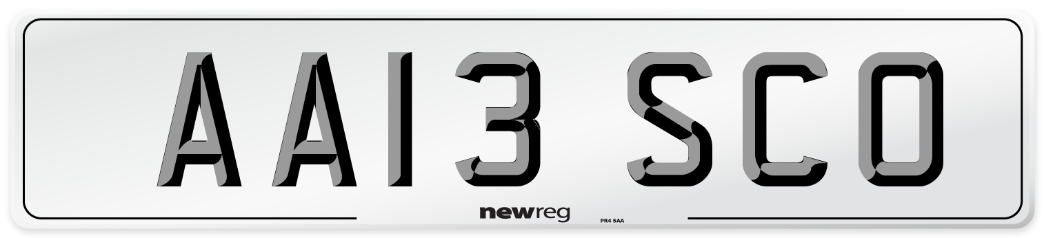AA13 SCO Number Plate from New Reg